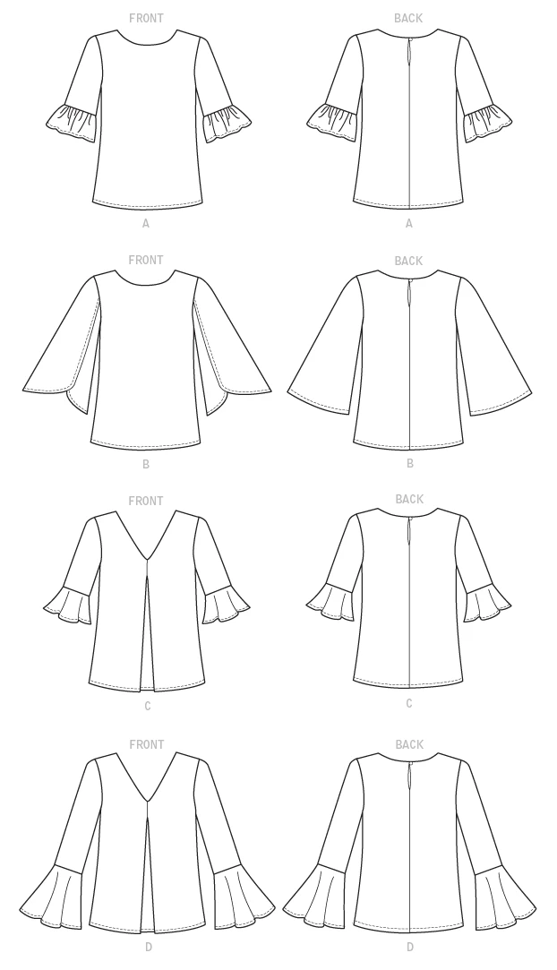 Butterick Sewing Pattern Misses' Tulip or Ruffle Sleeve Tops 7 Butterick Sewing Pattern Misses' Tulip or Ruffle Sleeve Tops
