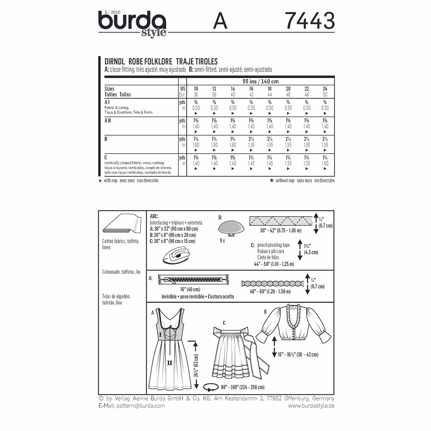 Burda Style Sewing Pattern Dirndl Dress
