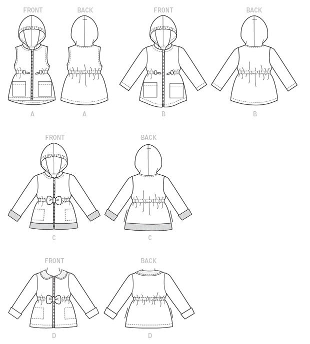 Butterick Sewing Pattern Children's/Girls' Vest and Jackets with Hood (PDF) 9 Butterick Sewing Pattern Children's/Girls' Vest and Jackets with Hood (PDF)