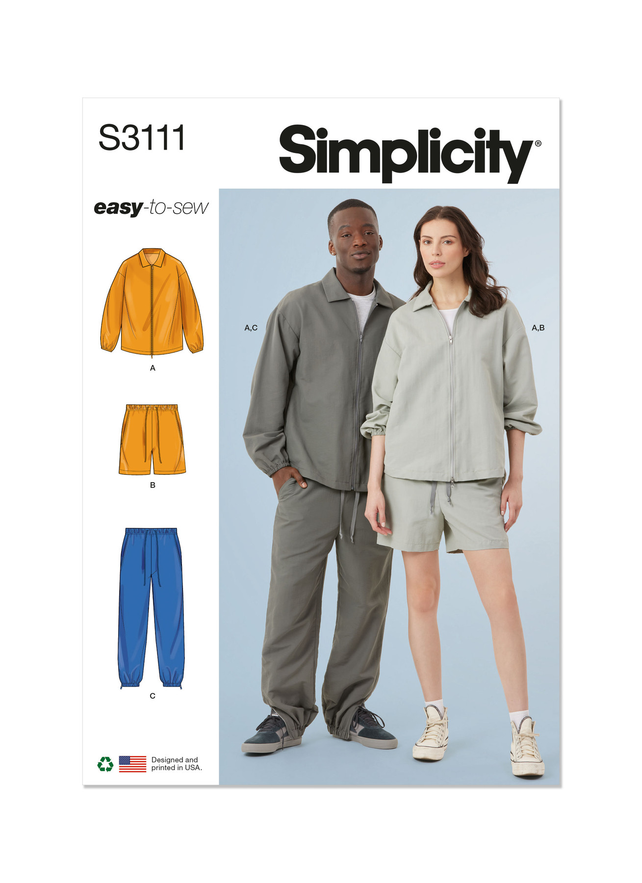 Simplicity Sewing Pattern Unisex Jacket, Shorts and Pants 1 Simplicity Sewing Pattern Unisex Jacket, Shorts and Pants
