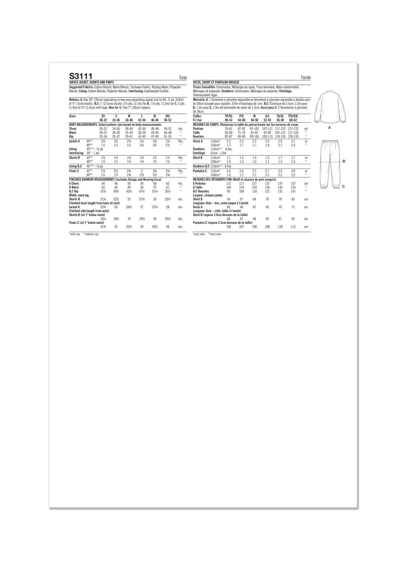 Simplicity Sewing Pattern Unisex Jacket, Shorts and Pants 11 Simplicity Sewing Pattern Unisex Jacket, Shorts and Pants
