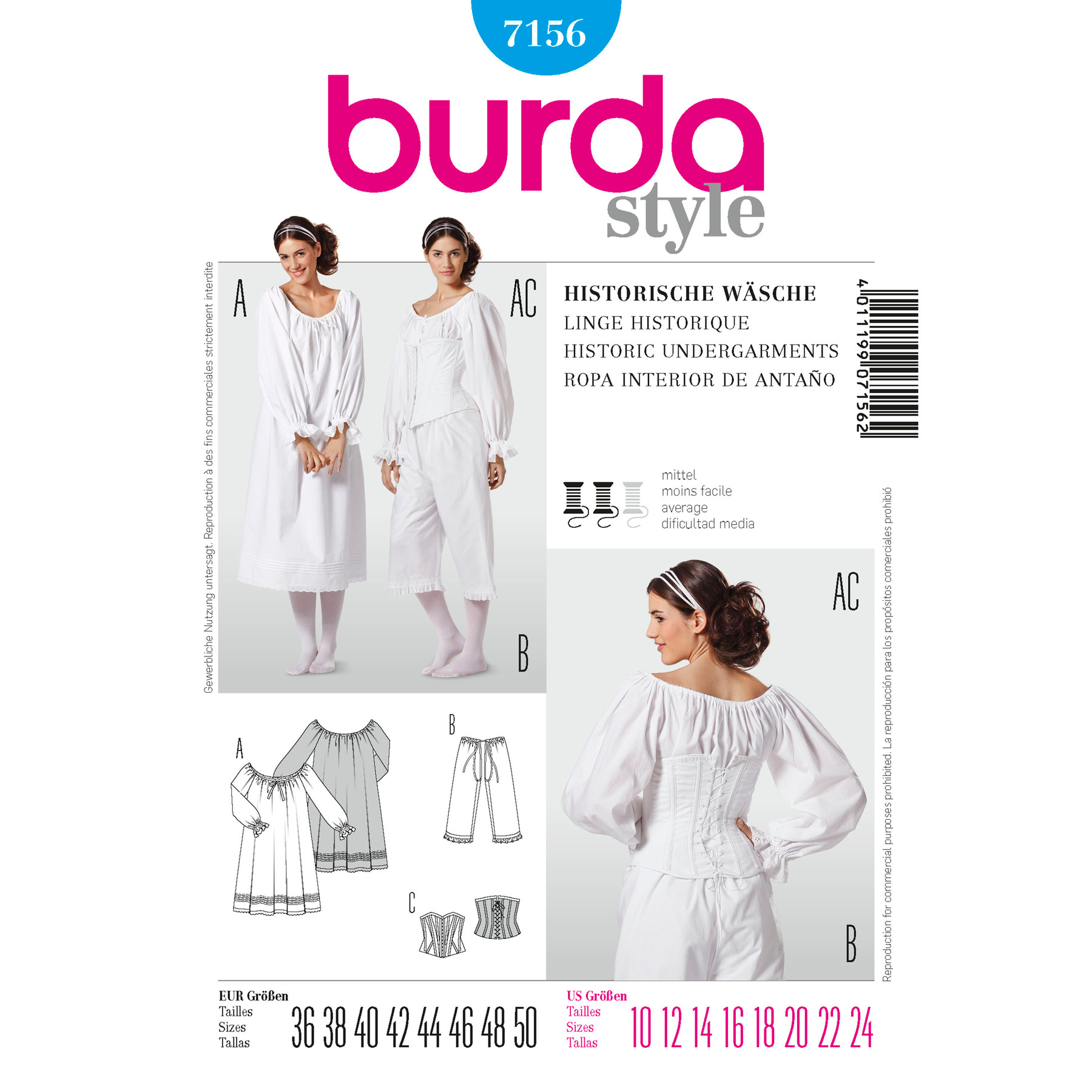 Burda Style Sewing Pattern Historical Undergarments 9 Burda Style Sewing Pattern Historical Undergarments