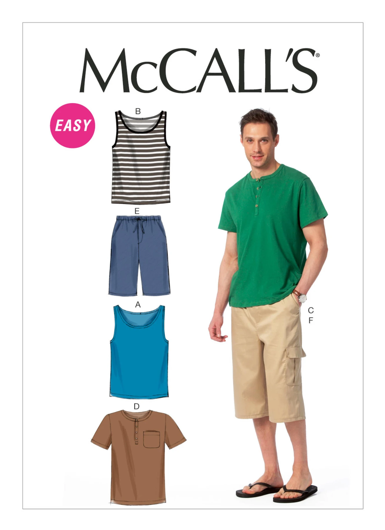 McCall's Sewing Pattern Men's Tank Tops, Henley T-Shirts and Shorts (PDF) 1 McCall's Sewing Pattern Men's Tank Tops, Henley T-Shirts and Shorts (PDF)