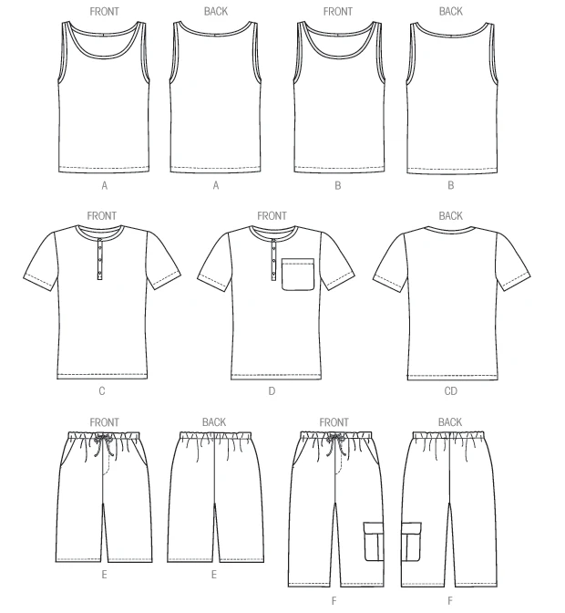 McCall's Sewing Pattern Men's Tank Tops, Henley T-Shirts and Shorts (PDF) 8 McCall's Sewing Pattern Men's Tank Tops, Henley T-Shirts and Shorts (PDF)