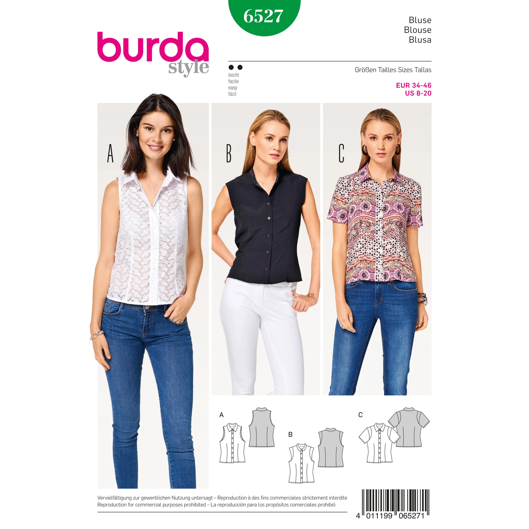 Burda Style Sewing Pattern Misses' Stand Collar Blouse 11 Burda Style Sewing Pattern Misses' Stand Collar Blouse