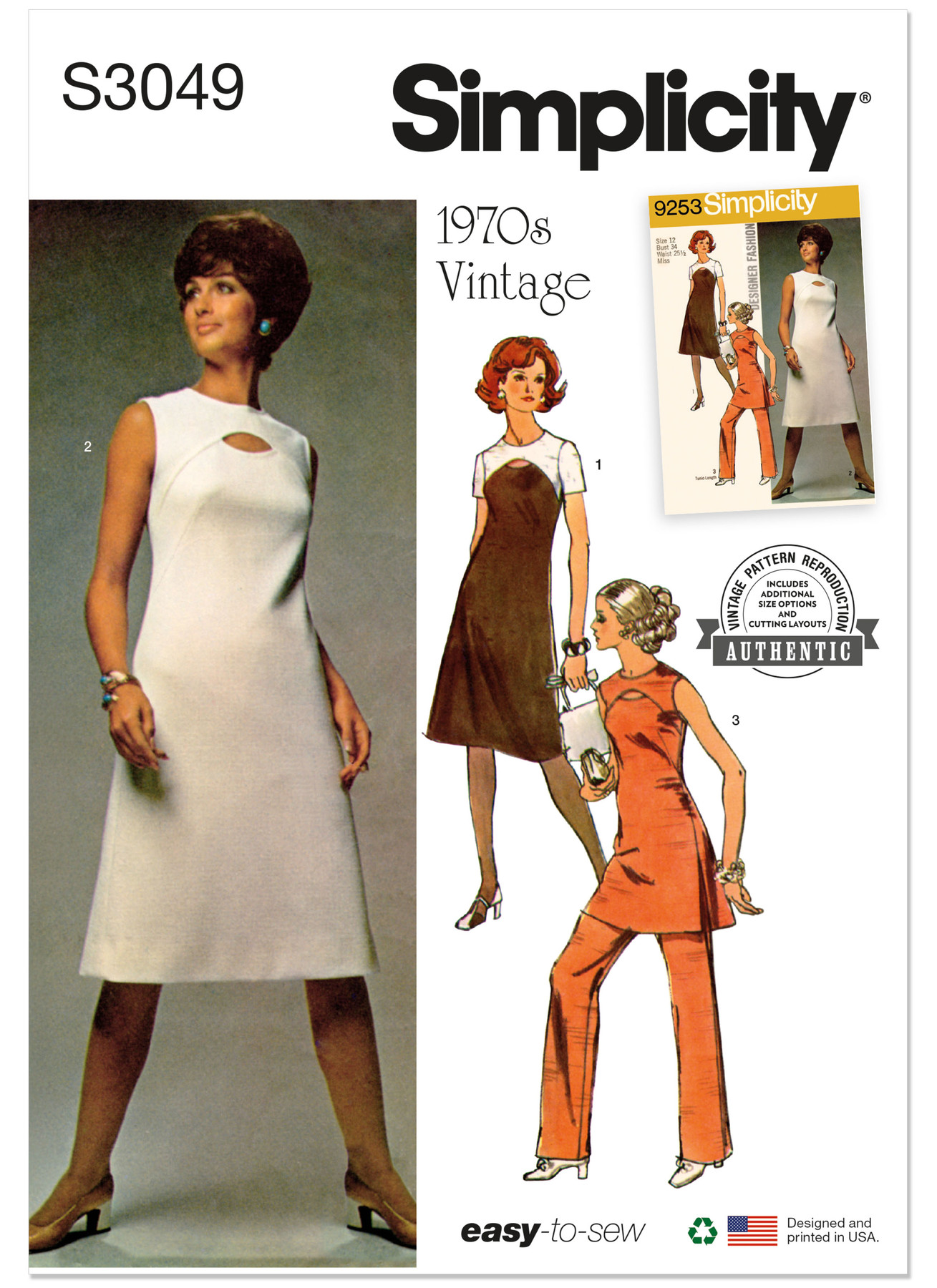 Simplicity Sewing Pattern 1970s Misses' Dress, Tunic and Pants 1 Simplicity Sewing Pattern 1970s Misses' Dress, Tunic and Pants
