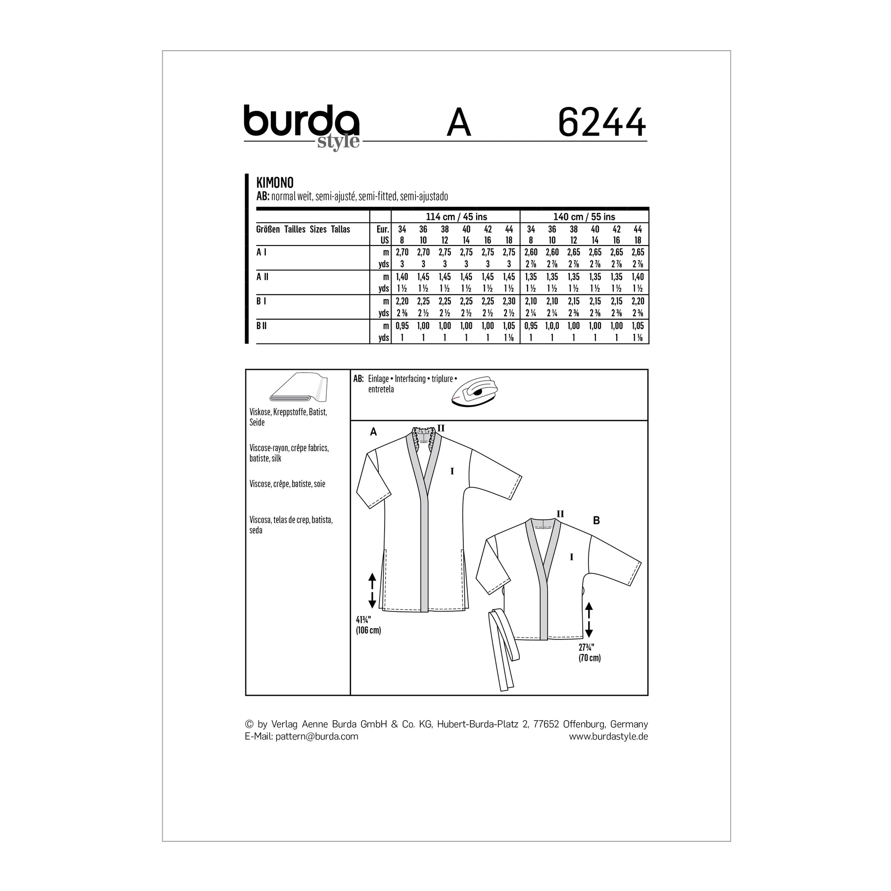 Burda Style Sewing Pattern Misses' Kimono-Style Coat or Jacket 4 Burda Style Sewing Pattern Misses' Kimono-Style Coat or Jacket