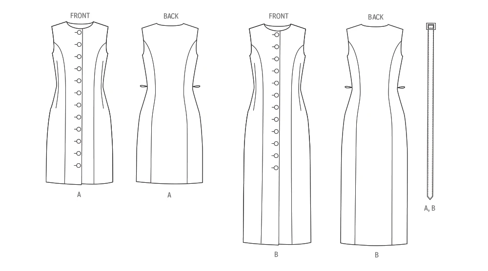 Vogue Patterns Misses' and Miss Petite Button Front Dress with Princess Seams and Belt 6 Vogue Patterns Misses' and Miss Petite Button Front Dress with Princess Seams and Belt
