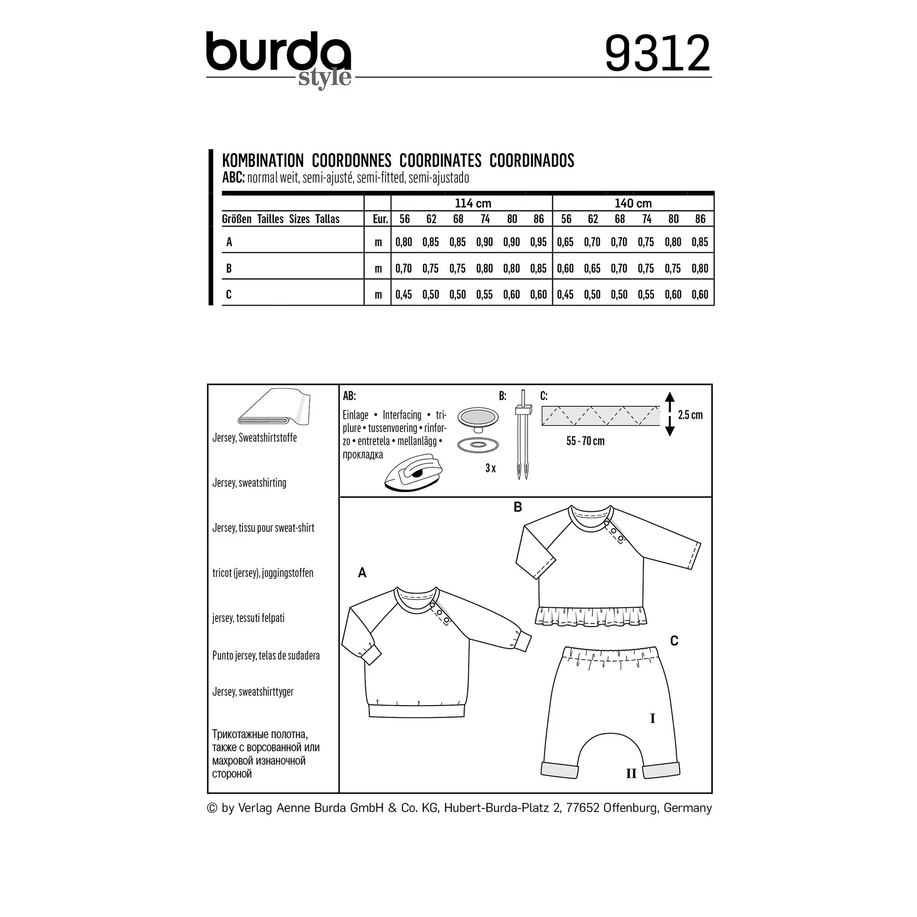 Burda Style Sewing Pattern Babies' Coordinates, Pull-On Top and Pants 4 Burda Style Sewing Pattern Babies' Coordinates, Pull-On Top and Pants