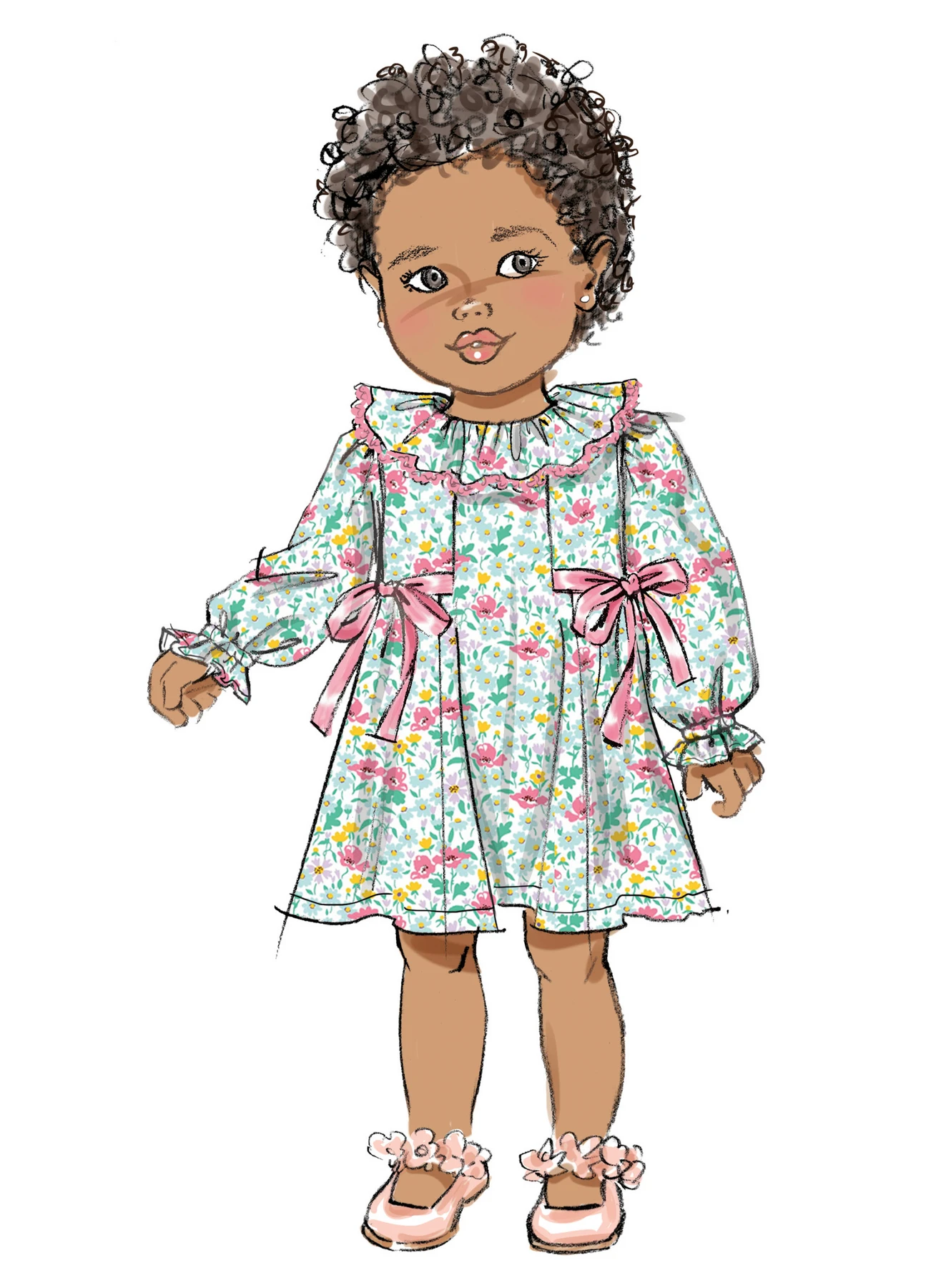 Butterick Sewing Pattern Toddlers' Dress with Sleeve and Neckline Variations 3 Butterick Sewing Pattern Toddlers' Dress with Sleeve and Neckline Variations