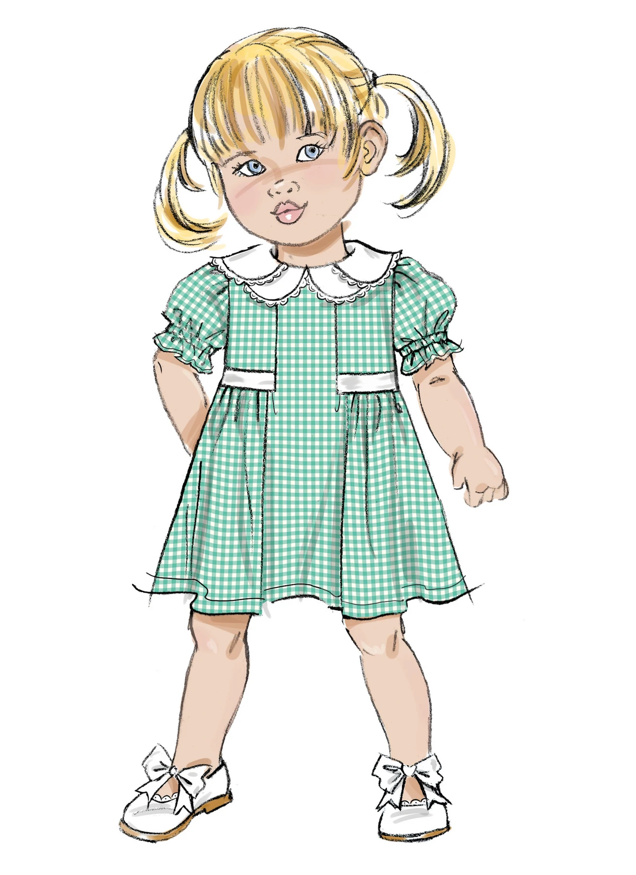 Butterick Sewing Pattern Toddlers' Dress with Sleeve and Neckline Variations 4 Butterick Sewing Pattern Toddlers' Dress with Sleeve and Neckline Variations