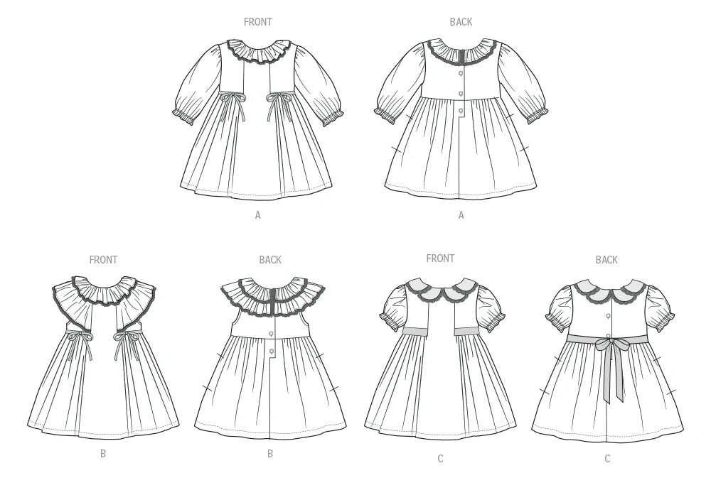 Butterick Sewing Pattern Toddlers' Dress with Sleeve and Neckline Variations 7 Butterick Sewing Pattern Toddlers' Dress with Sleeve and Neckline Variations
