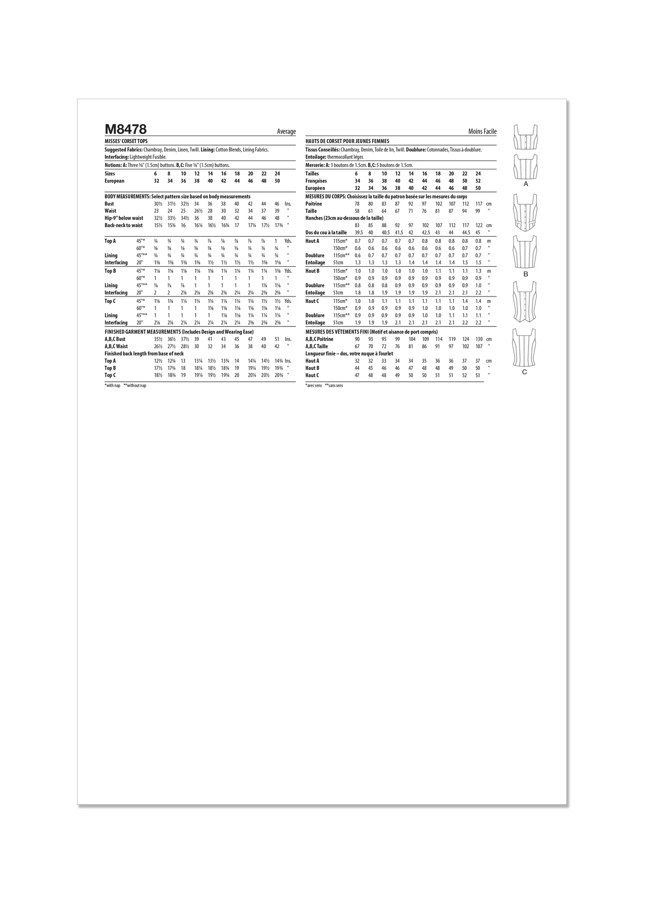 McCall's Sewing Pattern Misses' Corset Tops (PDF) 8 McCall's Sewing Pattern Misses' Corset Tops (PDF)