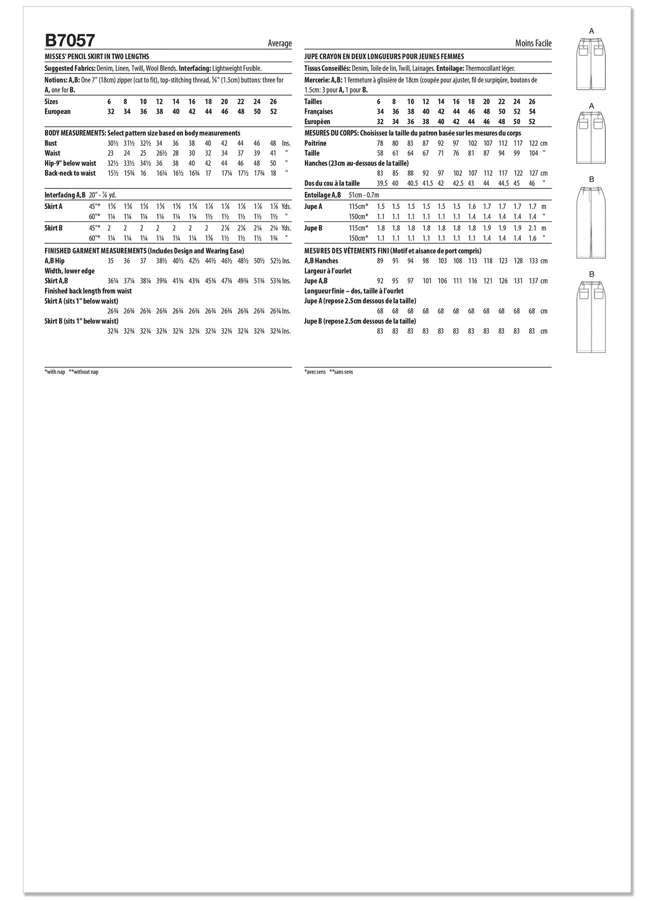 Butterick Sewing Pattern Misses' Pencil Skirt in Two Lengths 5 Butterick Sewing Pattern Misses' Pencil Skirt in Two Lengths