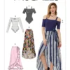 McCall's Sewing Pattern Misses' Off-the-Shoulder Bodysuits and Wrap Skirts with Side Tie (PDF)