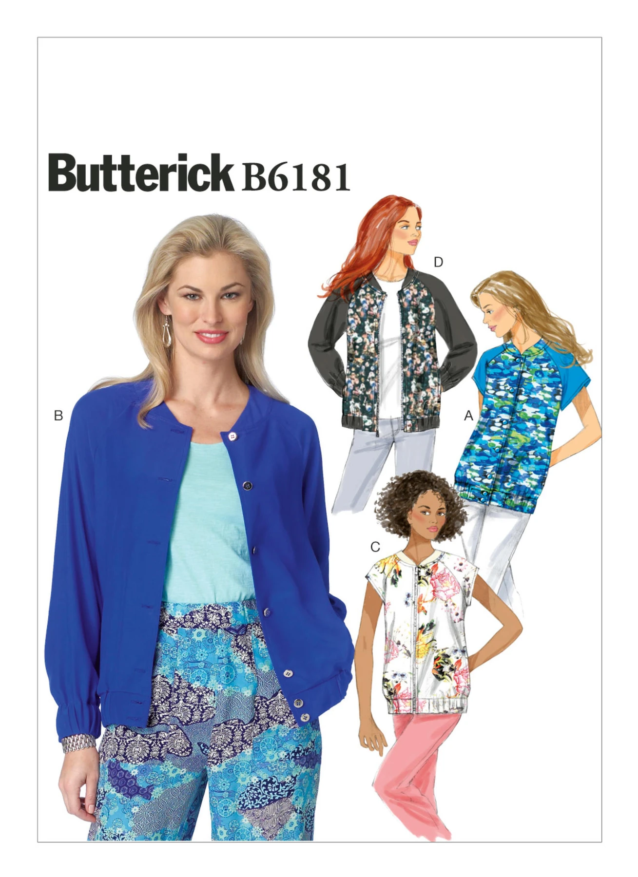 Butterick Sewing Pattern Misses' Raglan Sleeve Bomber Jackets (PDF) 1 Butterick Sewing Pattern Misses' Raglan Sleeve Bomber Jackets (PDF)