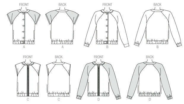 Butterick Sewing Pattern Misses' Raglan Sleeve Bomber Jackets (PDF) 8 Butterick Sewing Pattern Misses' Raglan Sleeve Bomber Jackets (PDF)