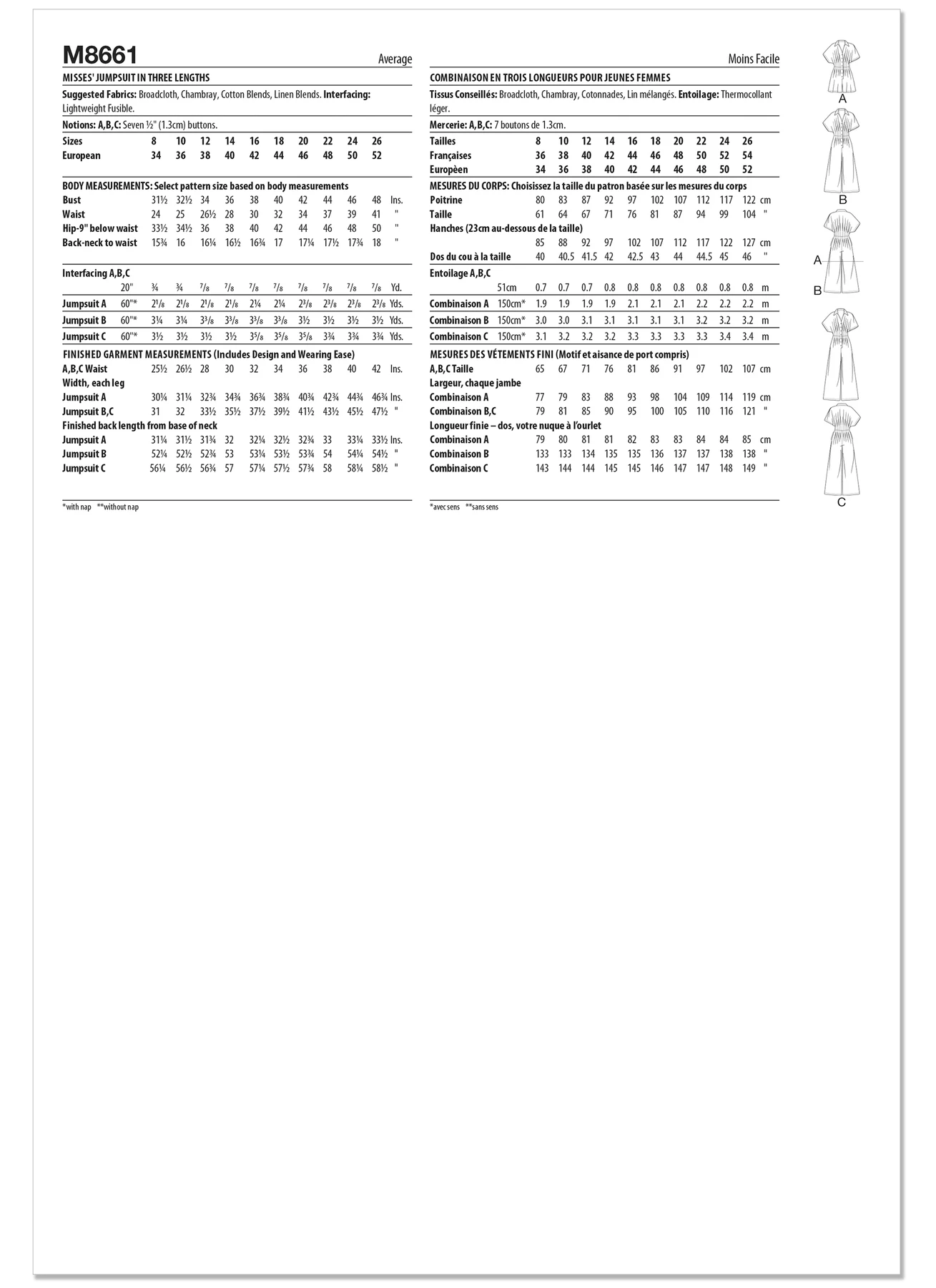 McCall's Sewing Pattern Misses' Jumpsuit in Three Lengths 6 McCall's Sewing Pattern Misses' Jumpsuit in Three Lengths