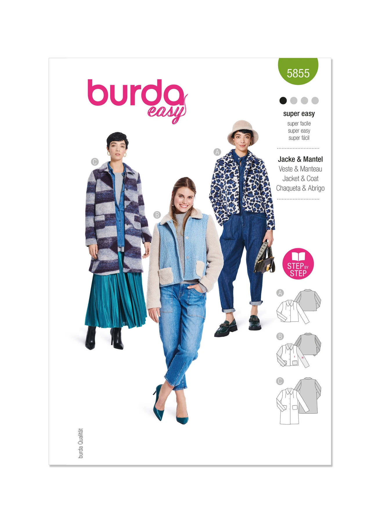 Burda Style Sewing Pattern 5855 Misses' Jacket & Coat 1 Burda Style Sewing Pattern 5855 Misses' Jacket & Coat