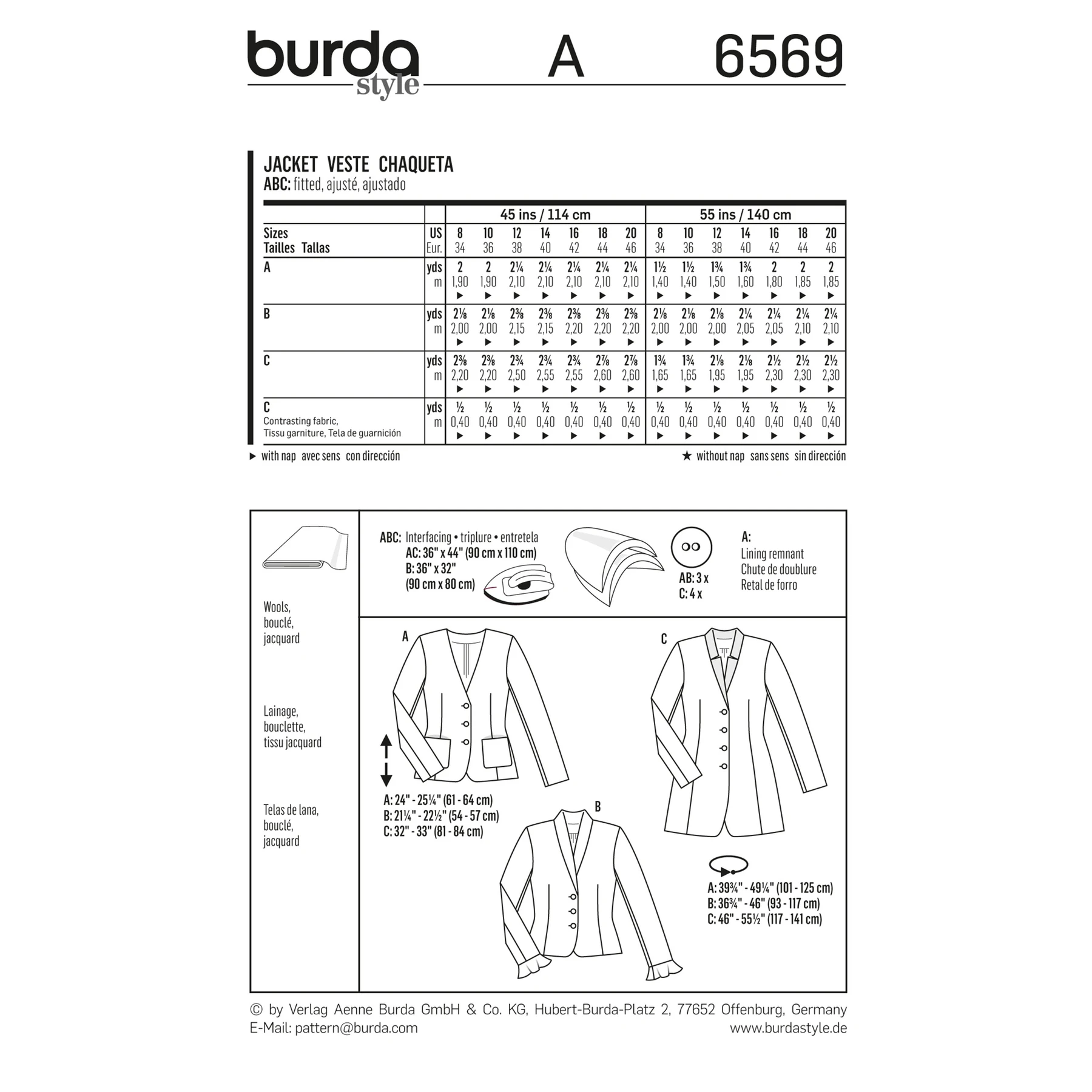 Burda Style Sewing Pattern Jacket 2 Burda Style Sewing Pattern Jacket