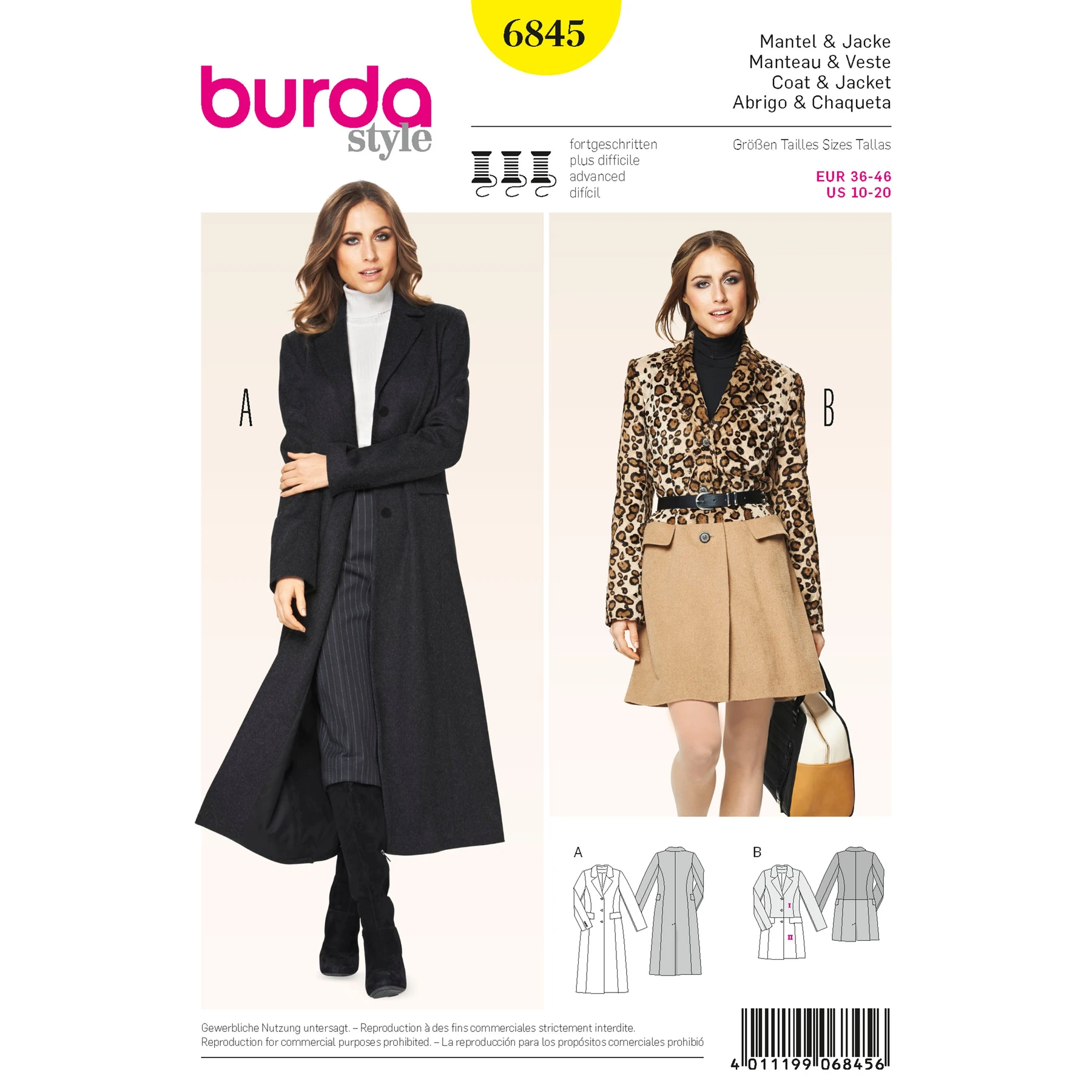 Burda Style Sewing Pattern Jacket & Coat