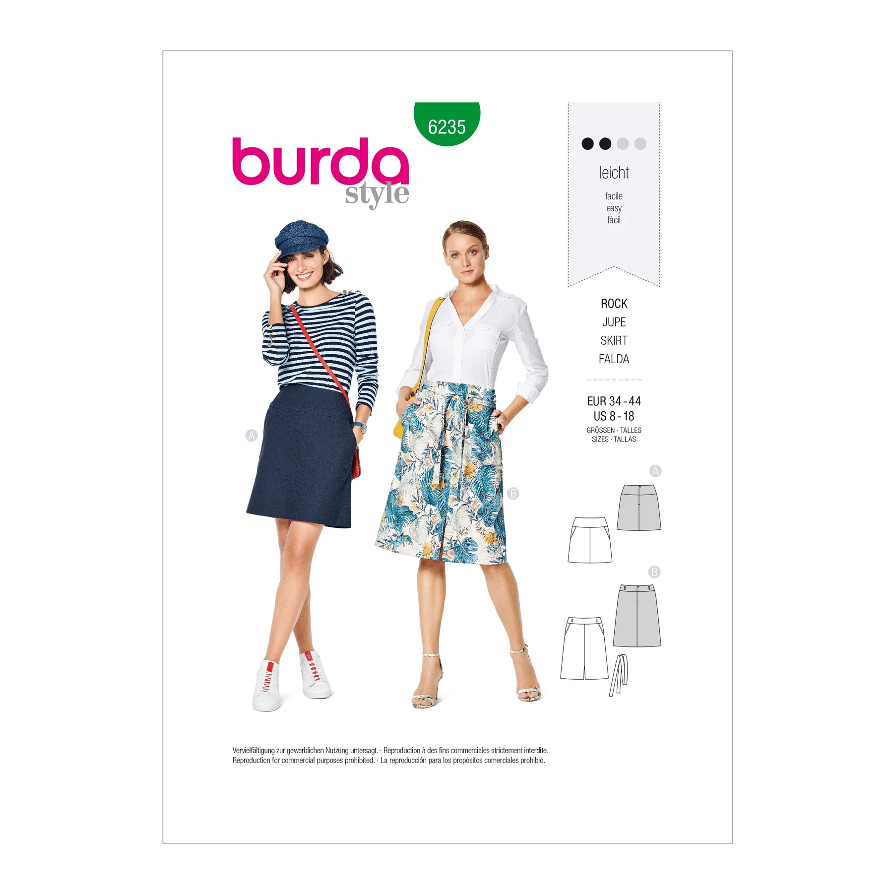 Burda Style Sewing Pattern Misses' Skirt In Two Lengths 17 Burda Style Sewing Pattern Misses' Skirt In Two Lengths