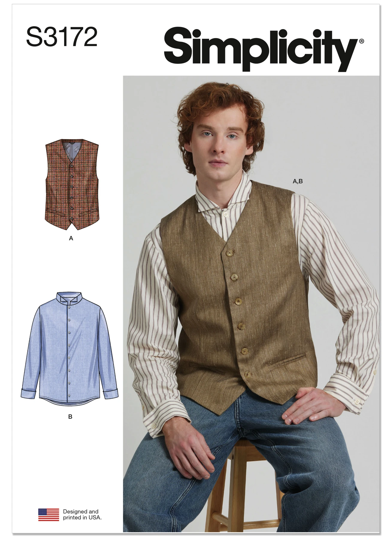 Simplicity Sewing Pattern Men's Vest and Slim Fit Shirt 1 Simplicity Sewing Pattern Men's Vest and Slim Fit Shirt