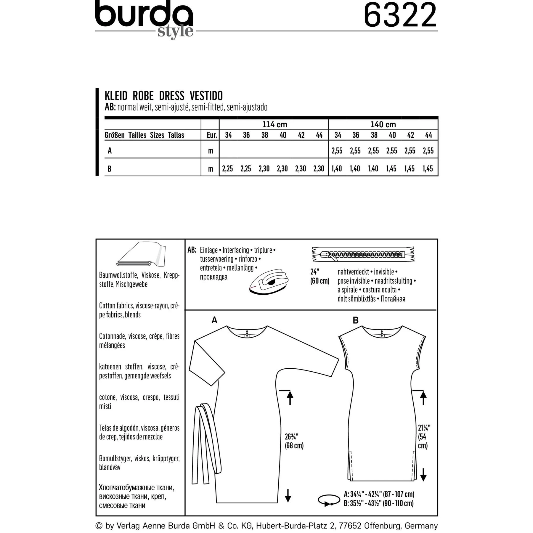 Burda Style Sewing Pattern Misses' Dress 4 Burda Style Sewing Pattern Misses' Dress