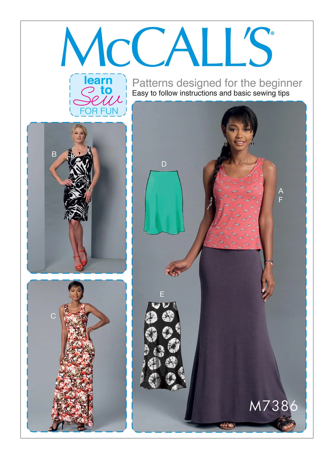 McCall's Sewing Pattern Misses' Knit Tank Top, Dresses and Skirts (PDF) 1 McCall's Sewing Pattern Misses' Knit Tank Top, Dresses and Skirts (PDF)