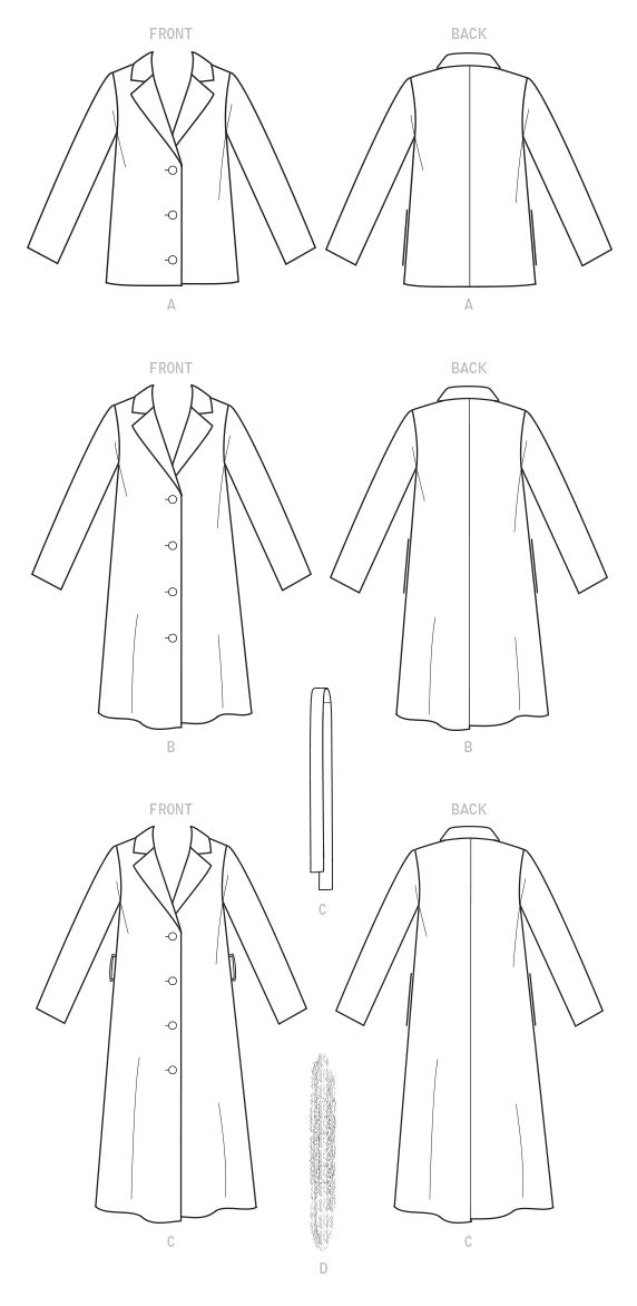 McCall's Sewing Pattern Misses' Outerwear, Detachable Fur Collar & Belt (PDF) 7 McCall's Sewing Pattern Misses' Outerwear, Detachable Fur Collar & Belt (PDF)