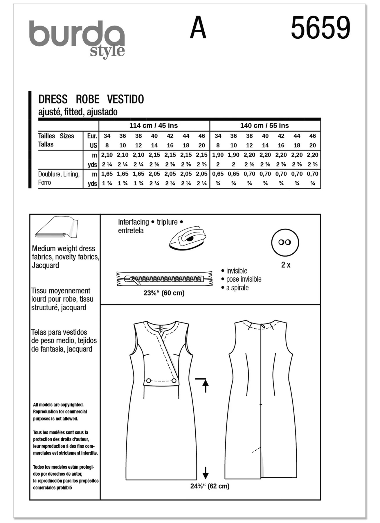 Burda Style Pattern 5659 Misses' Dress 7 Burda Style Pattern 5659 Misses' Dress