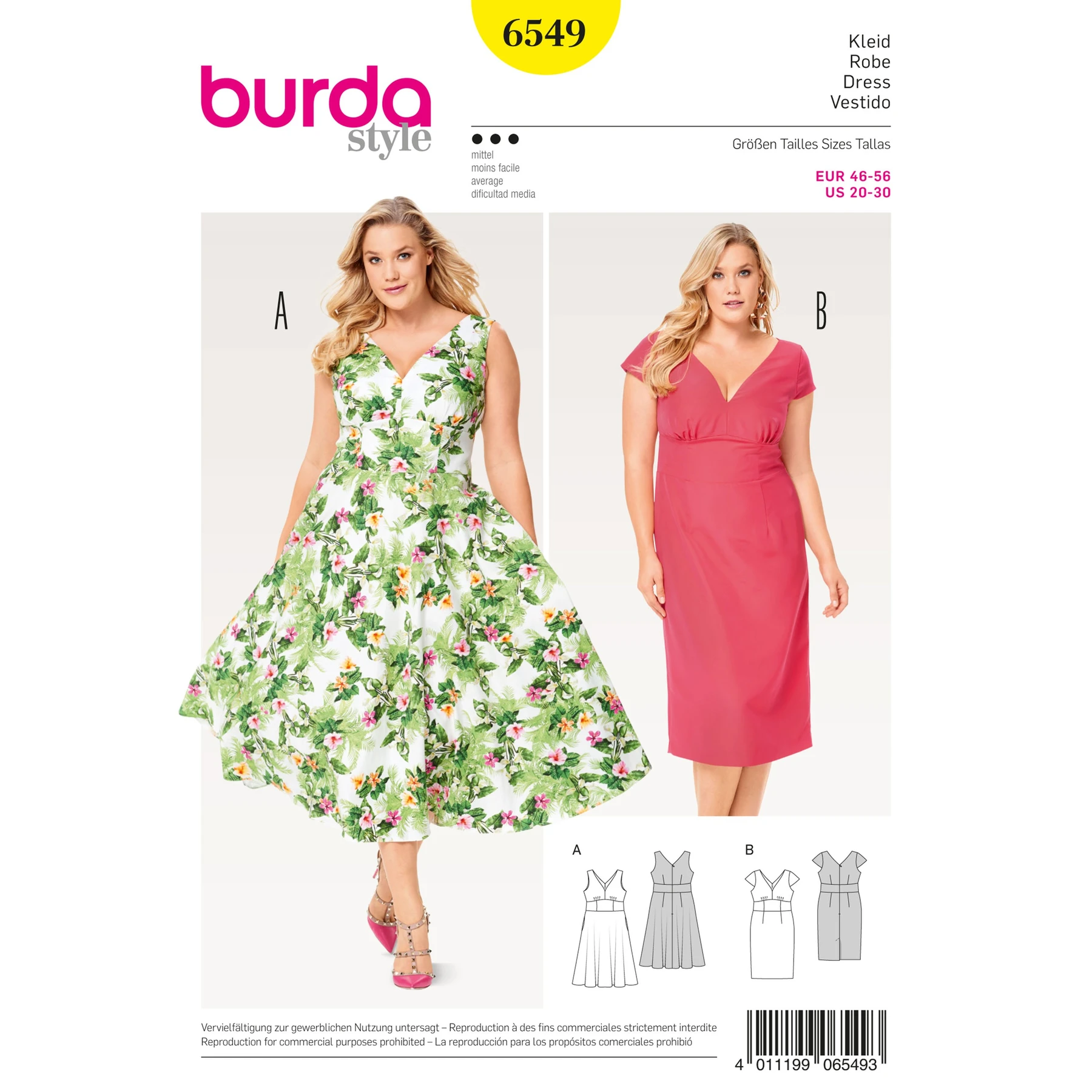 Burda Style Sewing Pattern Women's Short Sleeve Dress