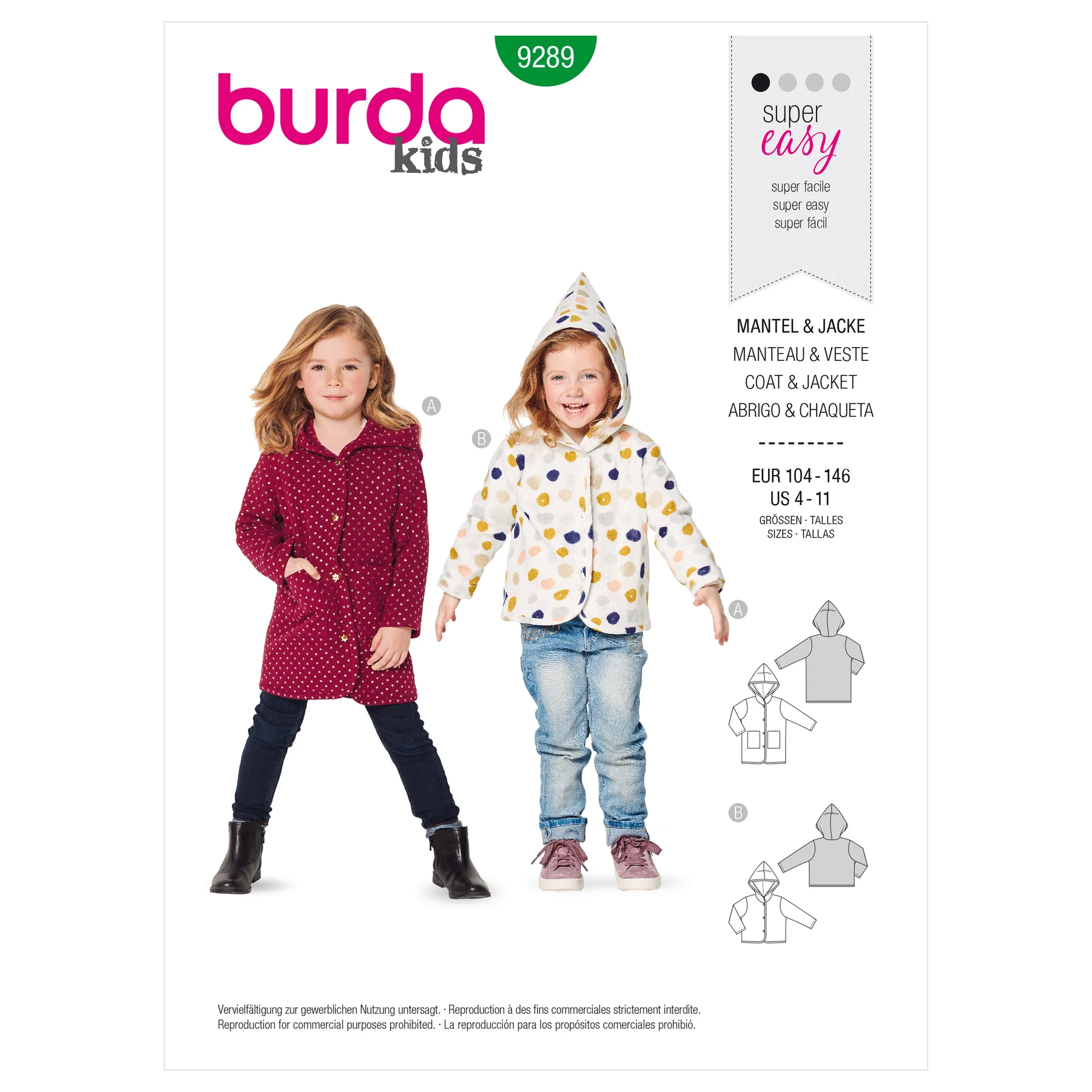 Burda Style Sewing Pattern Children's Jackets with Hood 17 Burda Style Sewing Pattern Children's Jackets with Hood