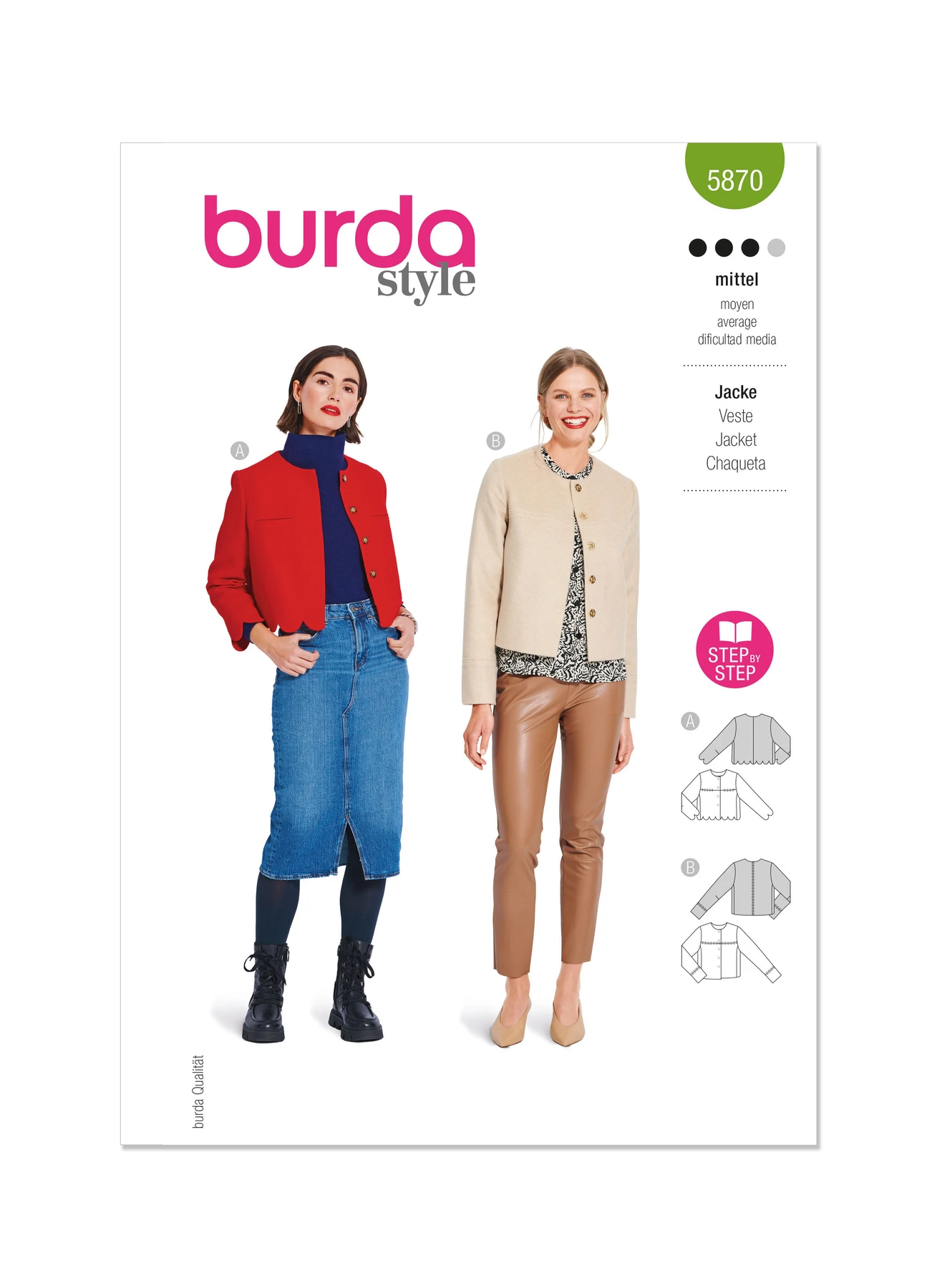 Burda Style Sewing Pattern 5870 Misses' Jacket (PDF) 1 Burda Style Sewing Pattern 5870 Misses' Jacket (PDF)