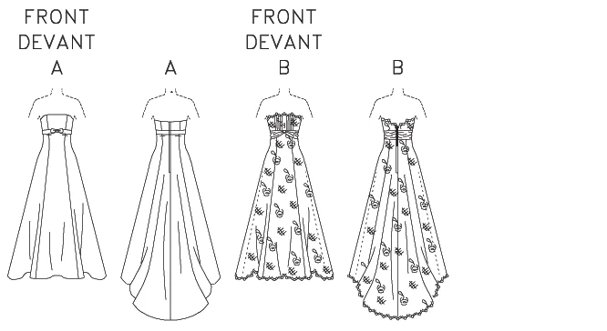 Butterick Sewing Pattern Misses' Strapless Dresses with Train (PDF) 7 Butterick Sewing Pattern Misses' Strapless Dresses with Train (PDF)