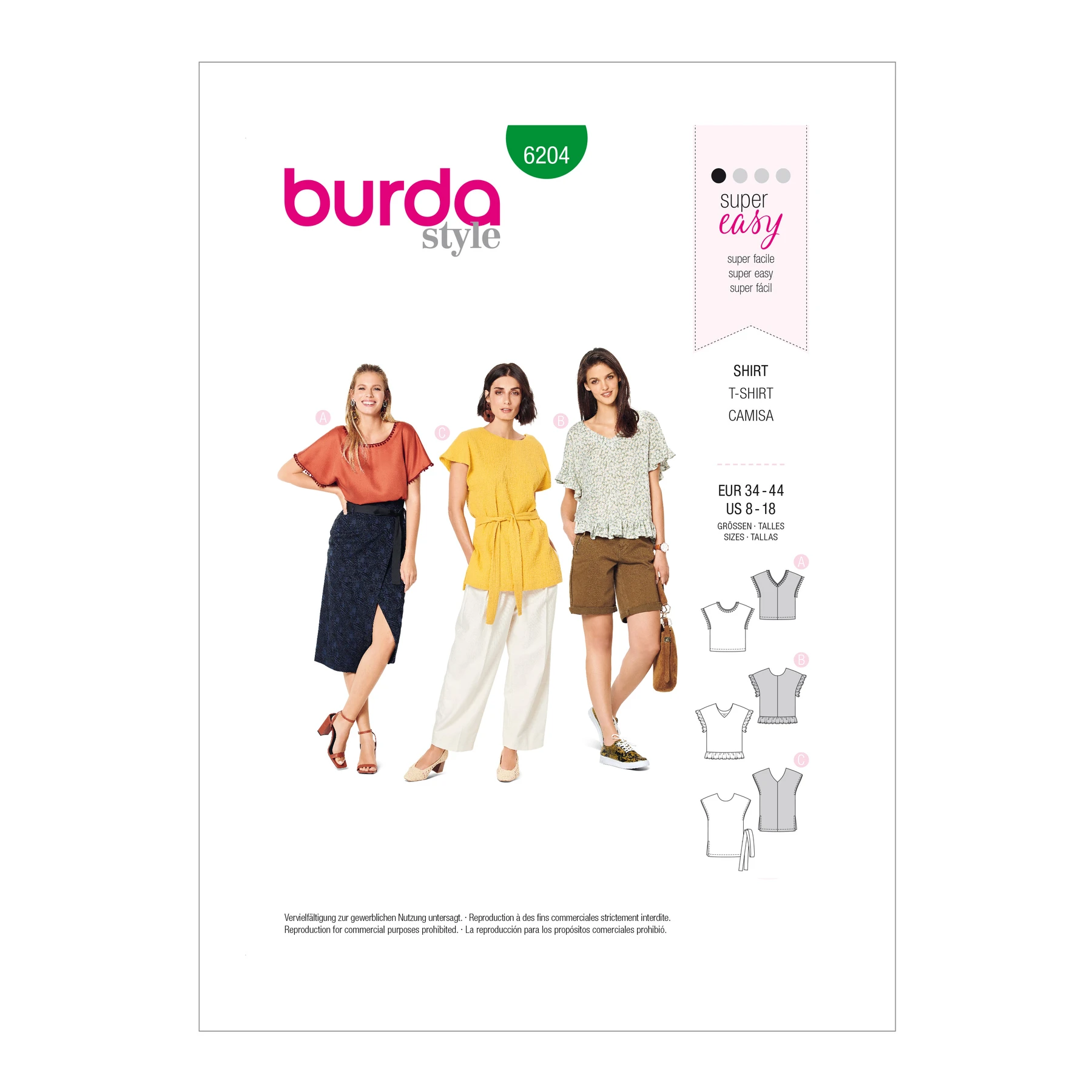 Burda Style Sewing Pattern Misses' Pull-On Tops 11 Burda Style Sewing Pattern Misses' Pull-On Tops