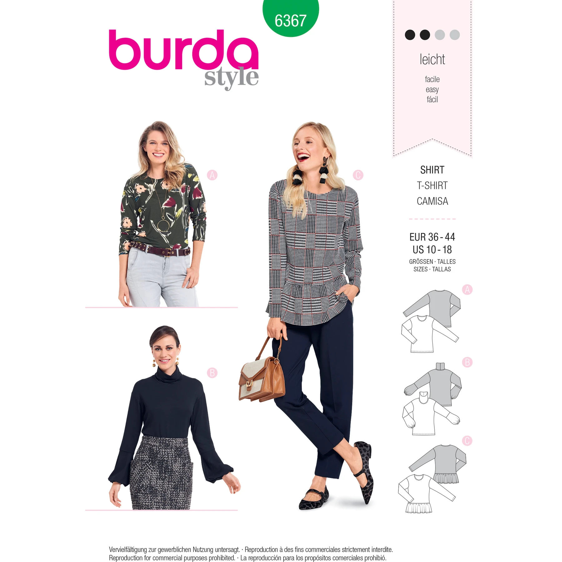 Burda Style Sewing Pattern Misses' Tops 15 Burda Style Sewing Pattern Misses' Tops