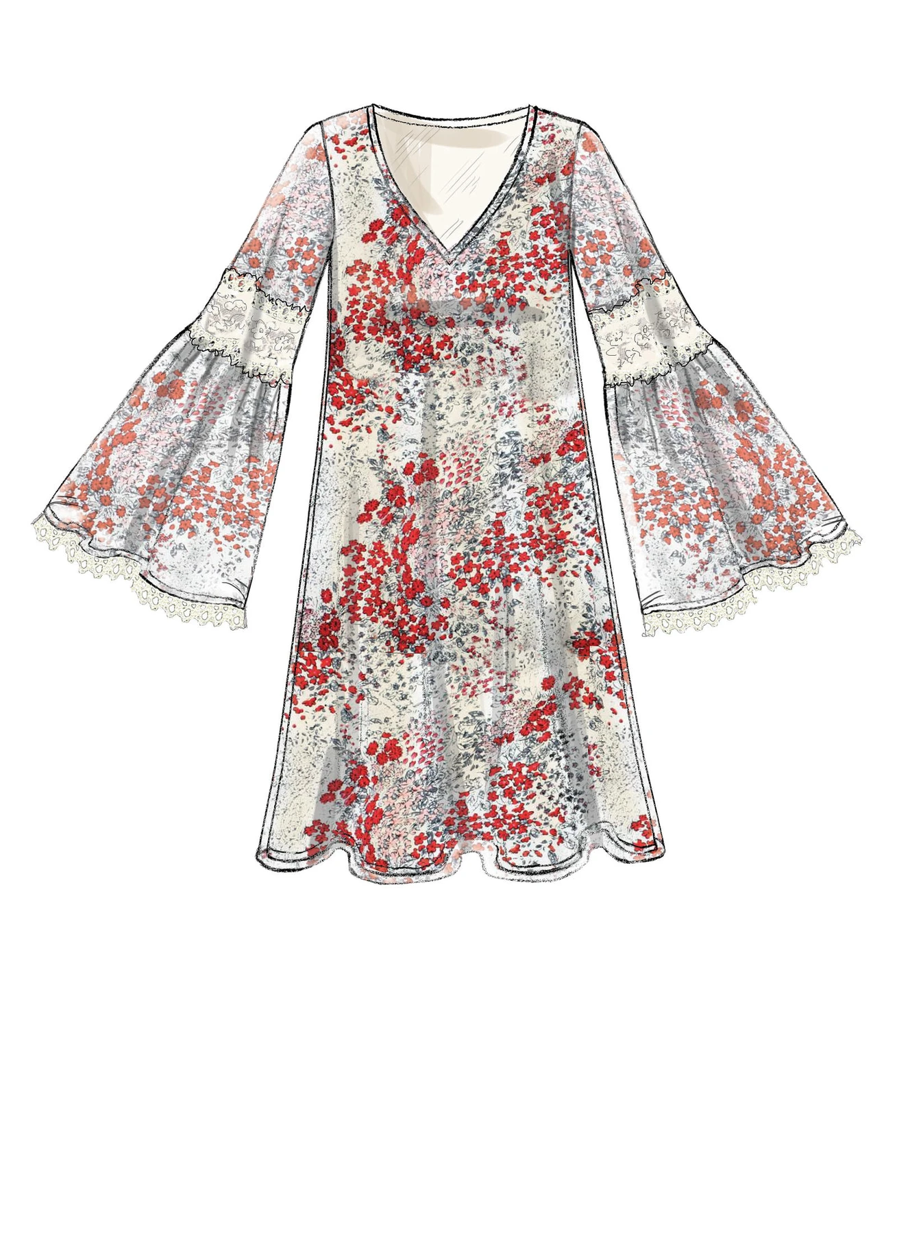 McCall's Sewing Pattern Misses' V-Neck, Flared-Sleeve Dresses (PDF) 4 McCall's Sewing Pattern Misses' V-Neck, Flared-Sleeve Dresses (PDF)