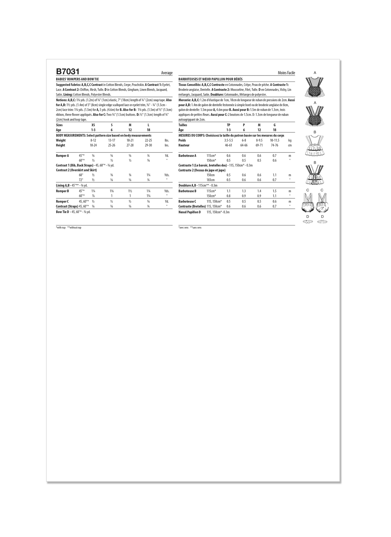 Butterick Sewing Pattern Babies' Rompers and Bow Tie (PDF) 6 Butterick Sewing Pattern Babies' Rompers and Bow Tie (PDF)