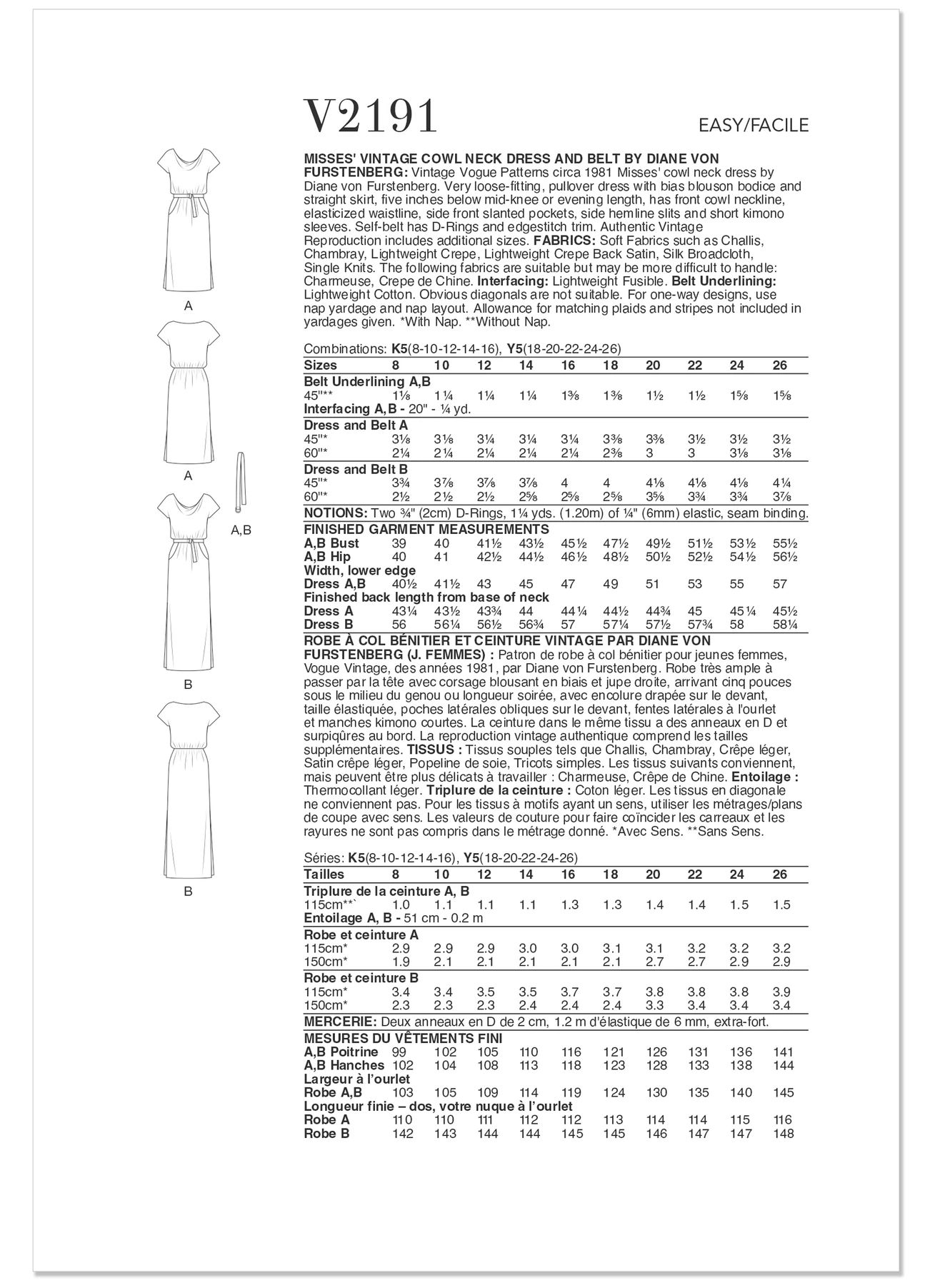 Vogue Patterns 1980s Misses' Vintage Cowl Neck Dress and Belt by Diane Von Furstenberg (PDF) 6 Vogue Patterns 1980s Misses' Vintage Cowl Neck Dress and Belt by Diane Von Furstenberg (PDF)