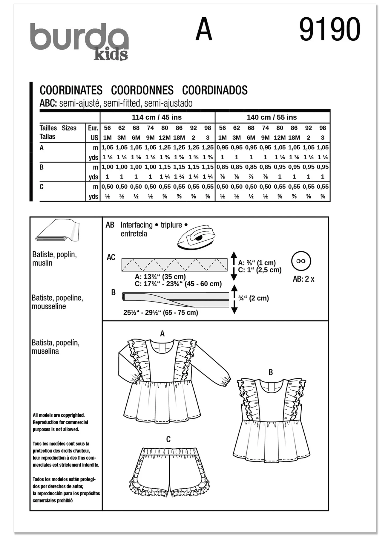 Burda Style Pattern 9190 Babies Top and Pants 11 Burda Style Pattern 9190 Babies Top and Pants
