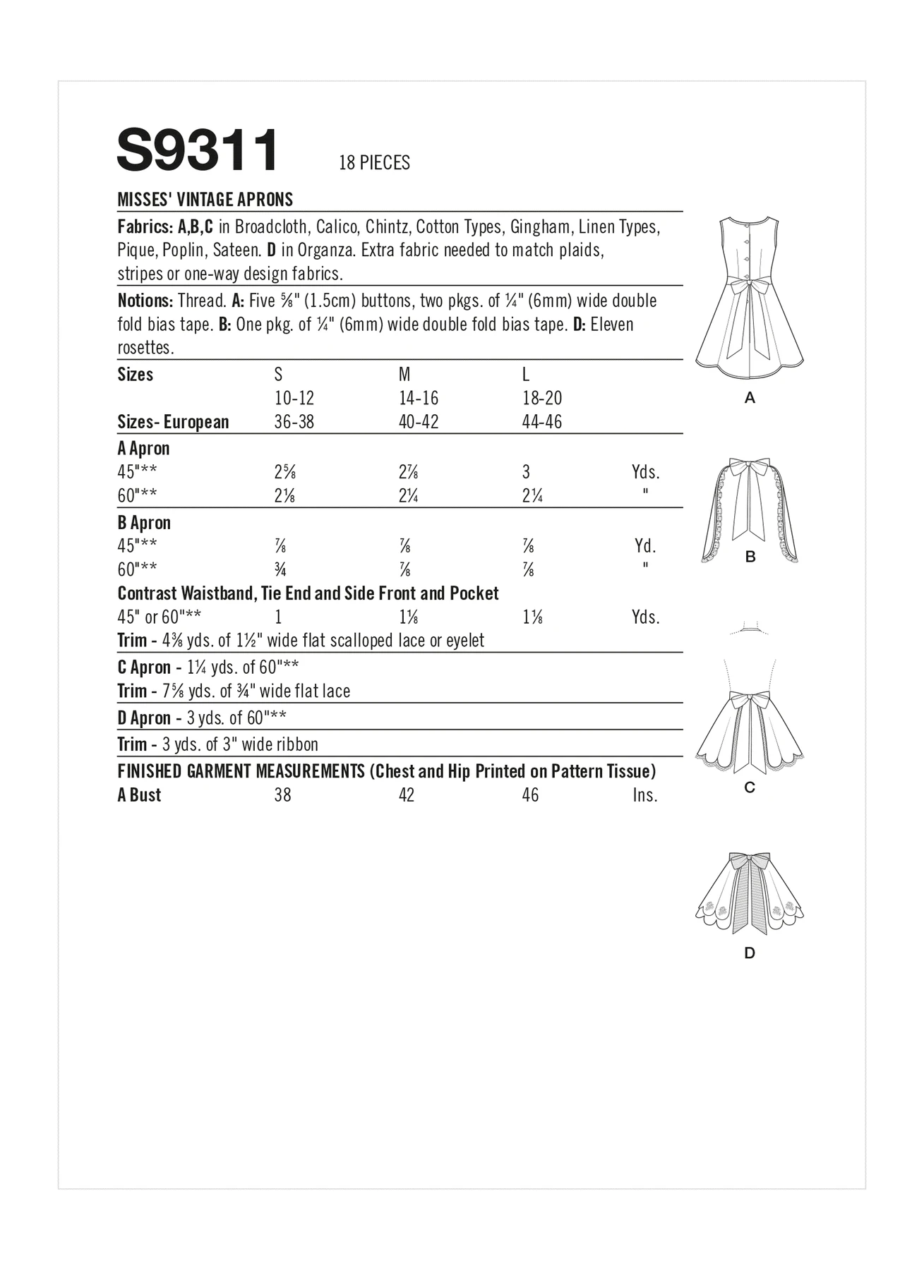 Simplicity Sewing Pattern 1950s Misses' Vintage Aprons 6 Simplicity Sewing Pattern 1950s Misses' Vintage Aprons