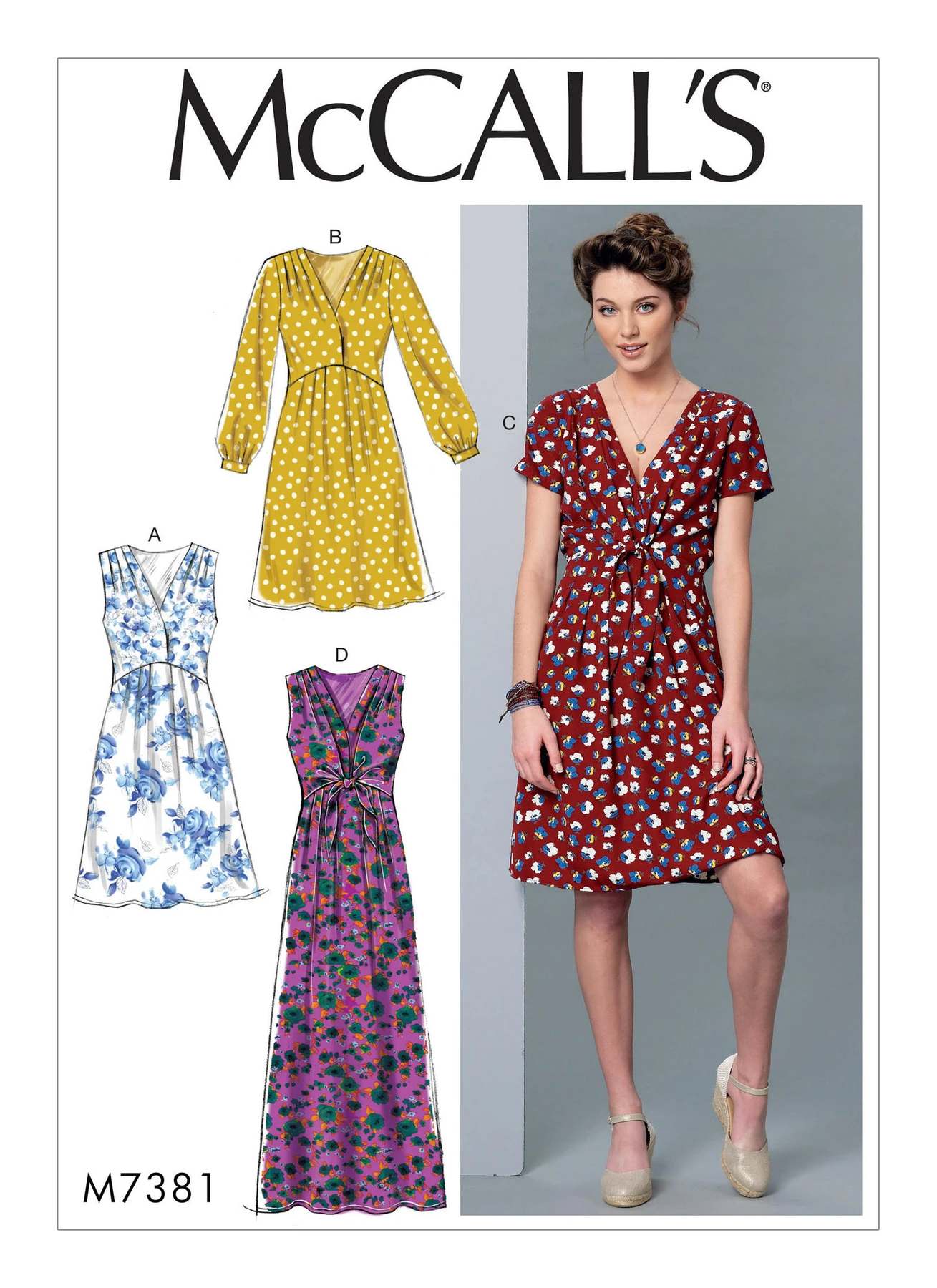 McCall's Sewing Pattern Misses' Surplice, Pleated Dresses with Optional Front-Tie (PDF) 1 McCall's Sewing Pattern Misses' Surplice, Pleated Dresses with Optional Front-Tie (PDF)