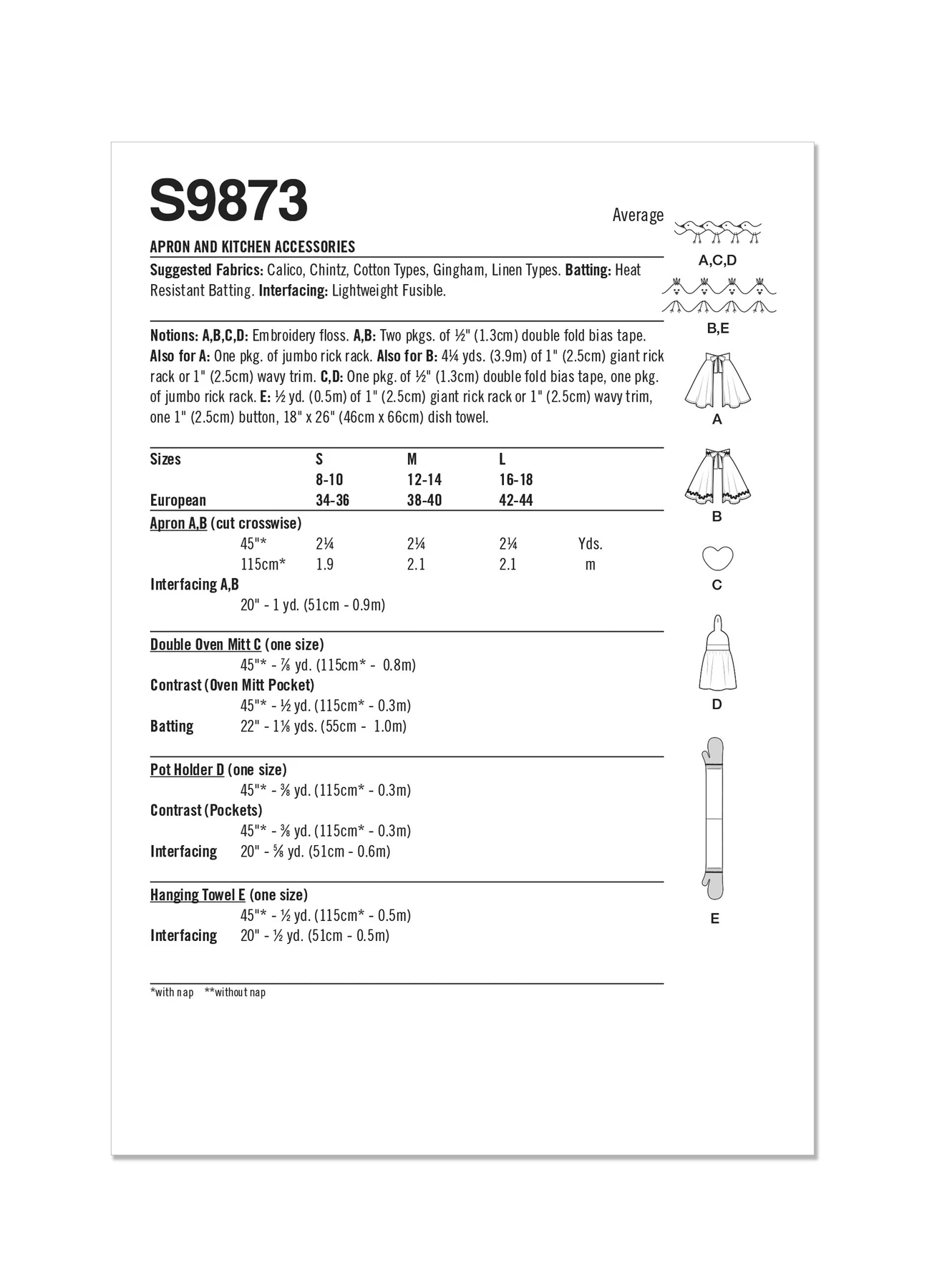 Simplicity Sewing Pattern Apron and Kitchen Accessories 6 Simplicity Sewing Pattern Apron and Kitchen Accessories
