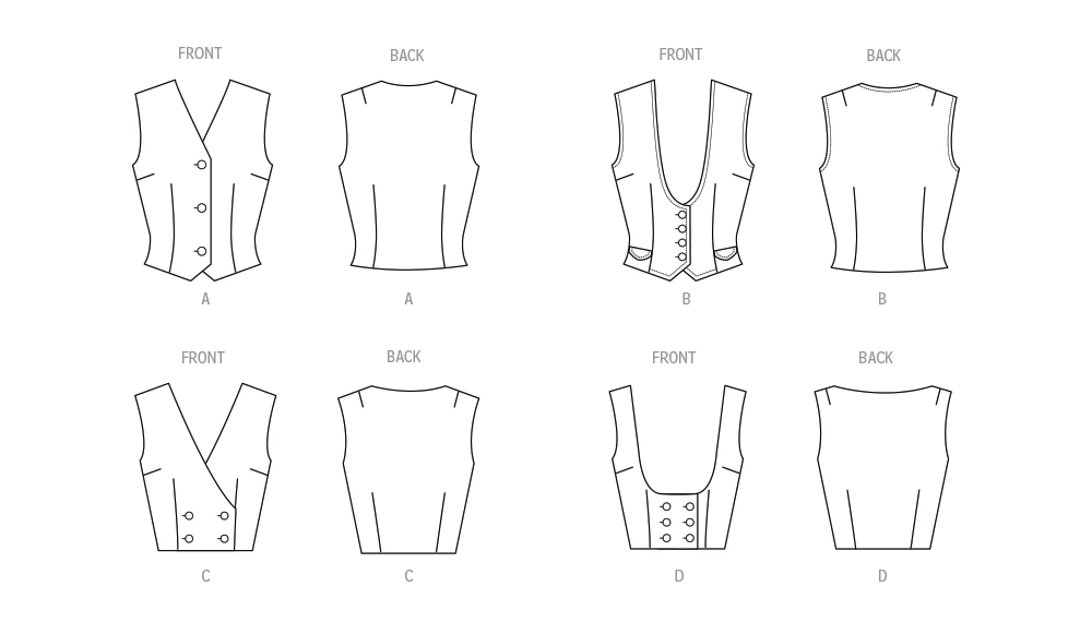 Butterick Sewing Pattern 1960s Misses' Vest in Four Styles 7 Butterick Sewing Pattern 1960s Misses' Vest in Four Styles