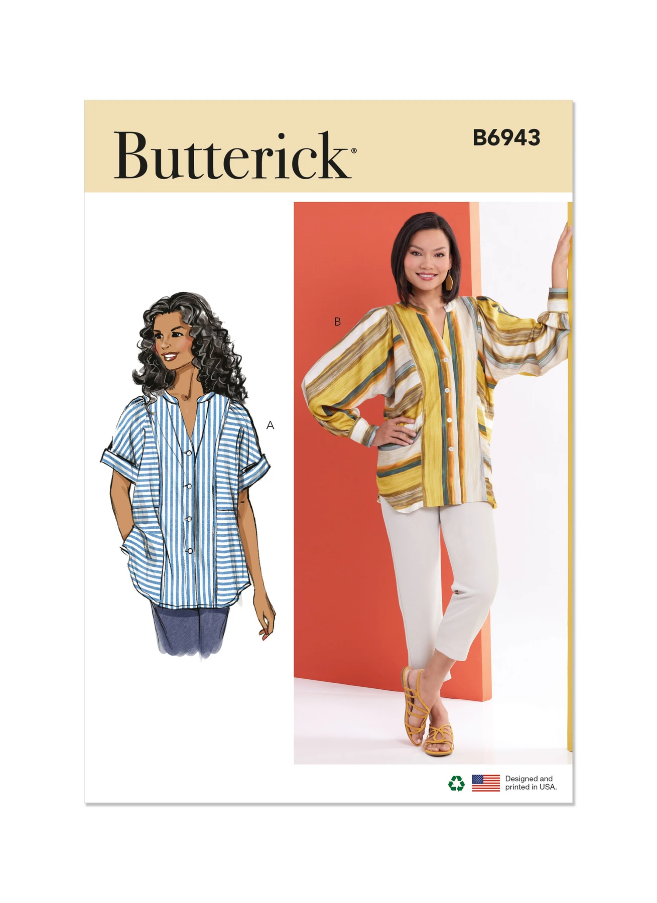 Butterick Sewing Pattern Misses' Top with Short or Long Sleeves 1 Butterick Sewing Pattern Misses' Top with Short or Long Sleeves