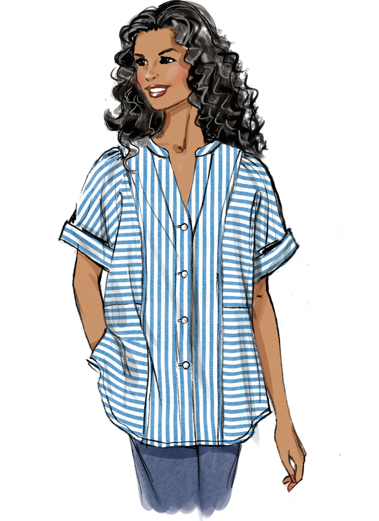 Butterick Sewing Pattern Misses' Top with Short or Long Sleeves 3 Butterick Sewing Pattern Misses' Top with Short or Long Sleeves