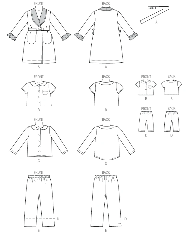 Butterick Sewing Pattern Children's/Girls'/18" Dolls' Robe, Belt, Top and Pants (PDF) 6 Butterick Sewing Pattern Children's/Girls'/18" Dolls' Robe, Belt, Top and Pants (PDF)