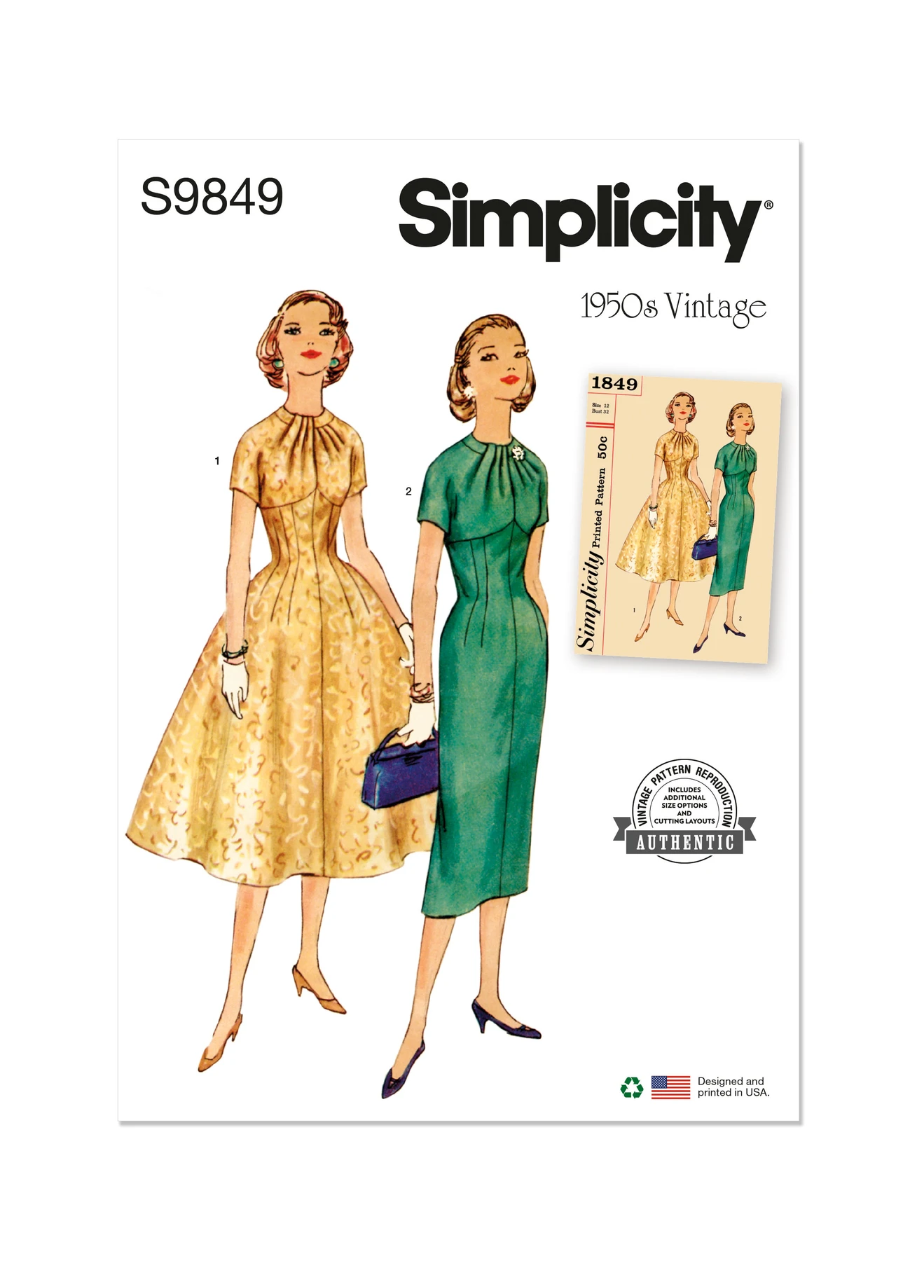 Simplicity Sewing Pattern 1950s Misses' Dress with Skirt Variations 1 Simplicity Sewing Pattern 1950s Misses' Dress with Skirt Variations