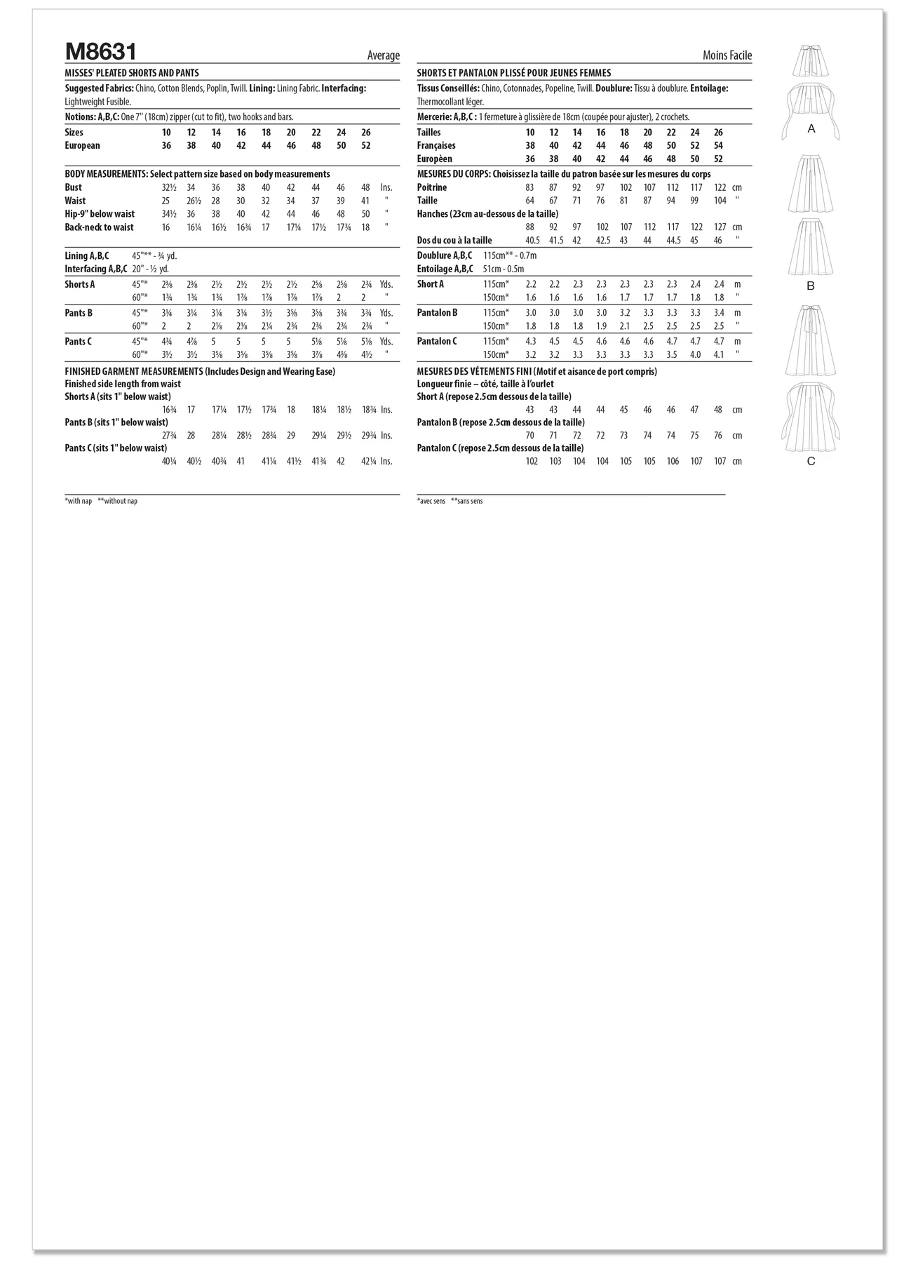 McCall's Sewing Pattern Misses' Pleated Shorts and Pants (PDF) 4 McCall's Sewing Pattern Misses' Pleated Shorts and Pants (PDF)
